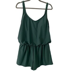 Ellen Tracy One-Piece Romper Shorts Swimsuit Sage Green Size 6 NWOT